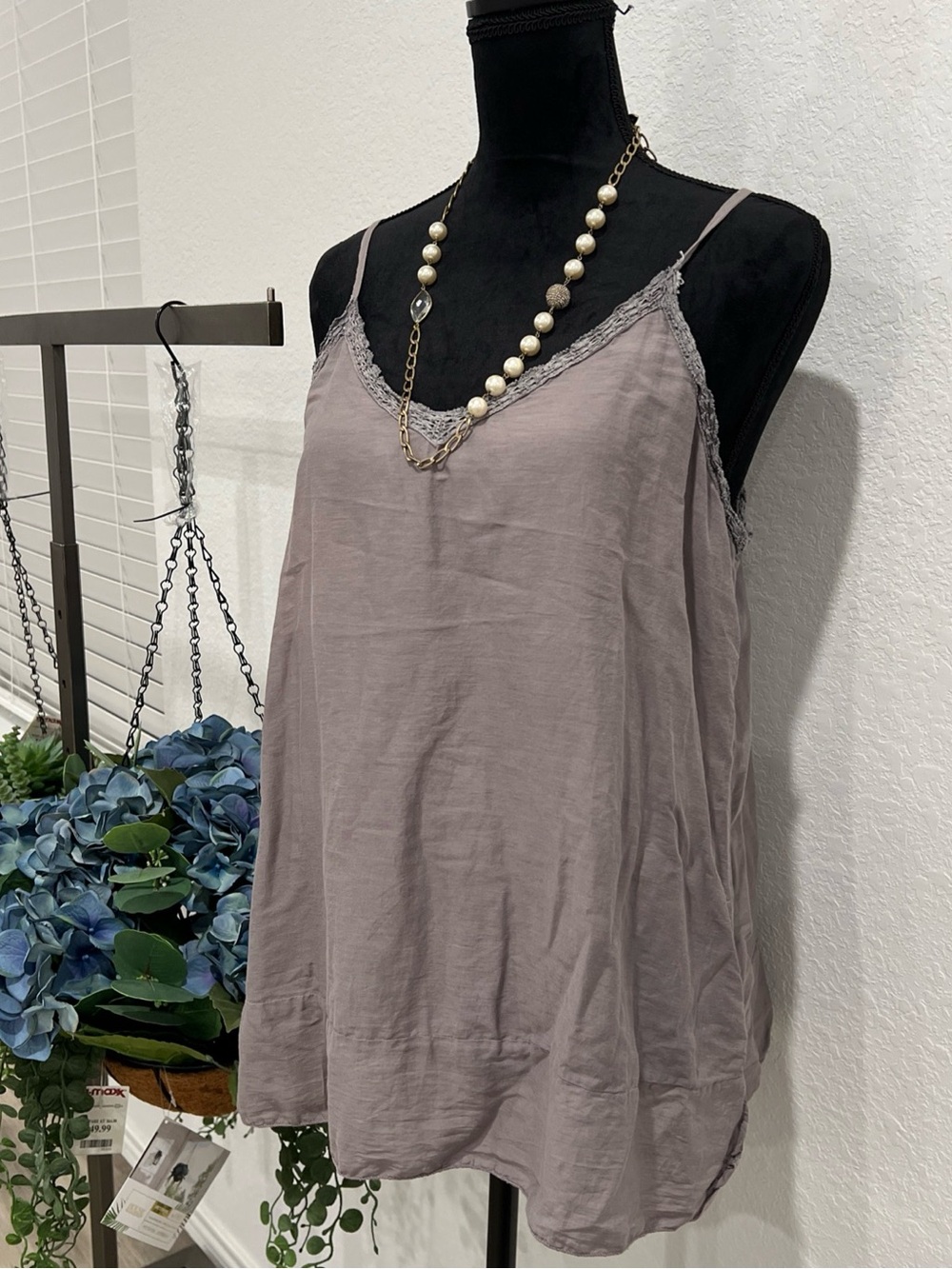 Magnolia Pearl Lace-Edge Camisole in Taupe Gray - Picture 5 of 11